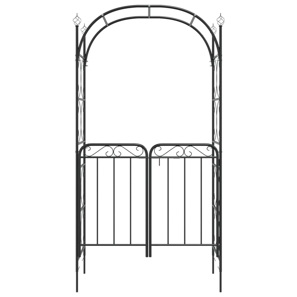 Arco da Giardino con Cancello Nero 108 x 45 x 235 cm Acciaio