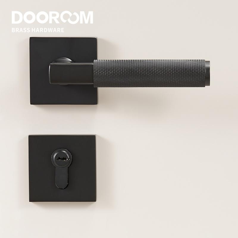 Dooroom Knurled Brass Door Lock Set Modern Interior Bedroom Bathroom Double Wood Door Lever Set Dummy Privacy Passage Lock