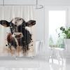 Funny Highland Cow Shower Curtain Farm Animal Sunflower Watercolour Flowers Farmhouse Polyester Fabric Bathroom Decor with Hooks