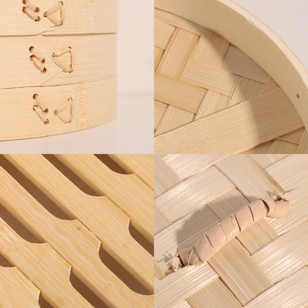 TAKEMI Bamboo Set of 2 and 1 Commercial Chinese Kitchen Steamer, Lid, 21cm, Steamer, Steamer, Steamer, Use, Steamer, Steamer, Steamer, Cookware,