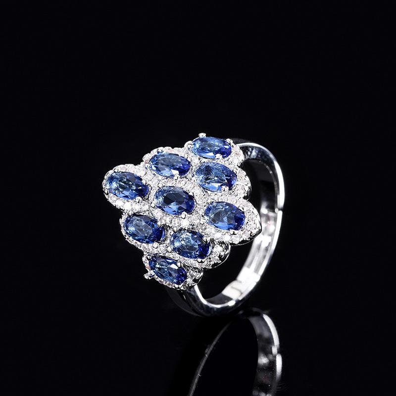 Korean version ins gradual change of color geometric simulation color treasure creative women's diamond women's ring