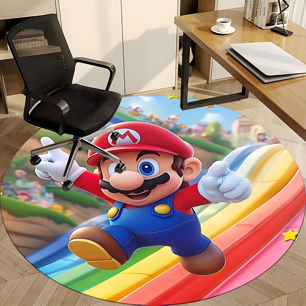 1PC Mario Adventure Office Round Area Rug, Indoor Mat Suitable For Office, Under Office Chairs Bedroom Living Room Home Decor DT1212028