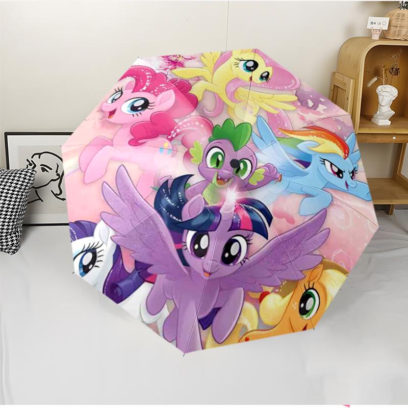 Little Pony Fashionable Automatic Opening/Closing Folding Umbrella. Portable and Foldable, Ideal for Gift, Travel, and Daily Use.