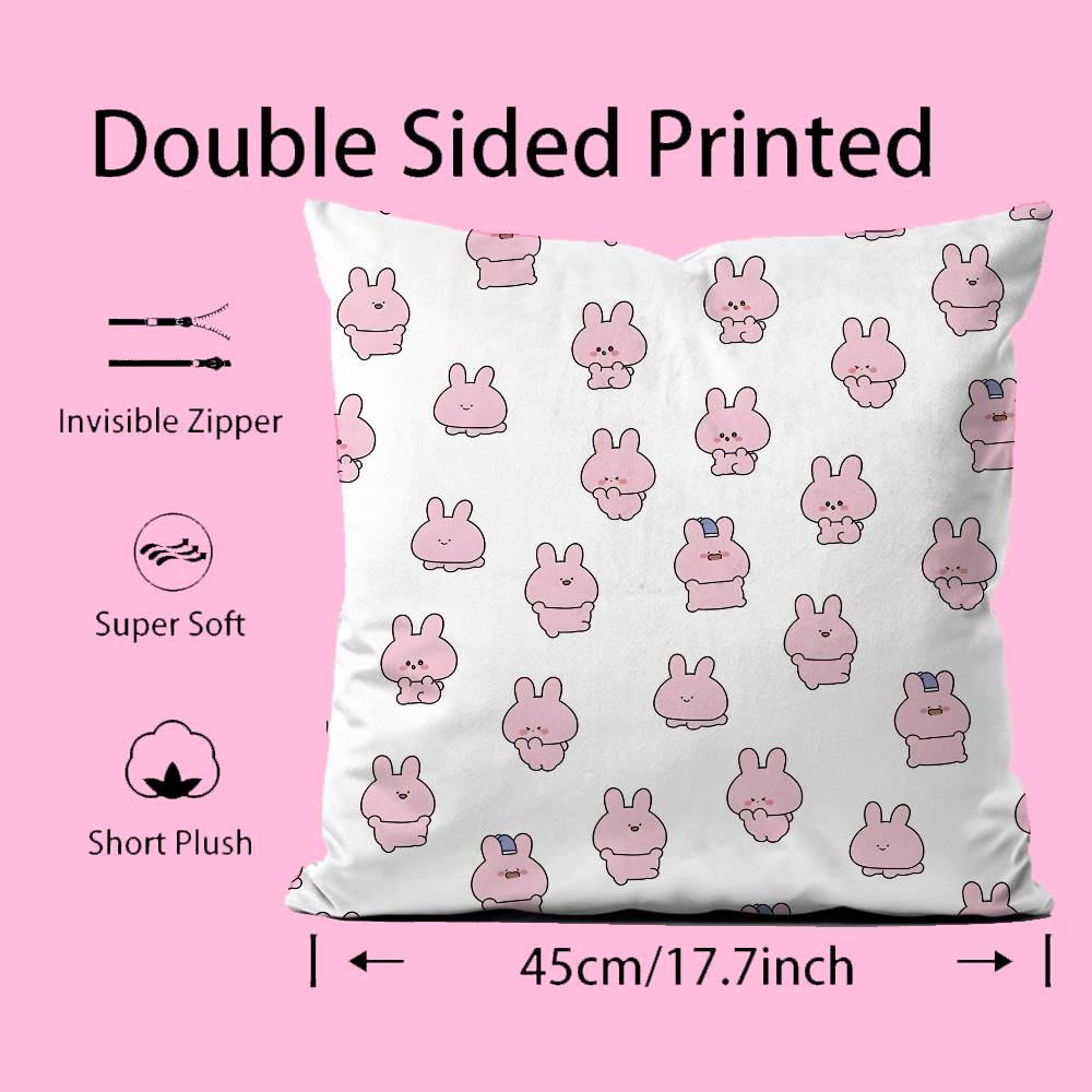 Cartoon A-Asamimichan Cute Bunny Pillow Case pattern printing pillowcase living room sofa cushion cover bedroom room decor