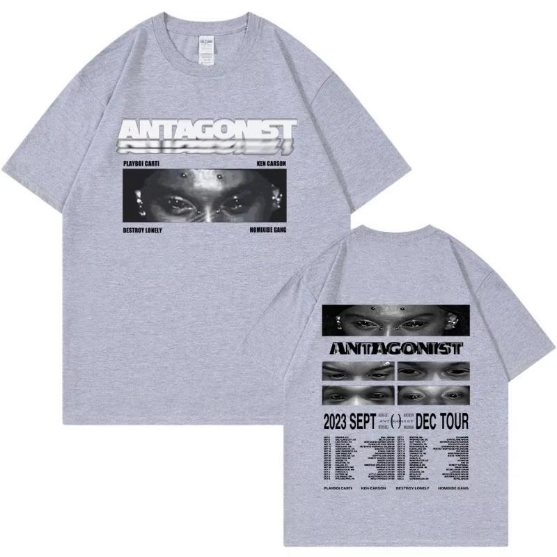Rapper Playboi Carti Antagonist Tour Tshirt 2023 Concert Fans T Shirt Unisexs Fashion Hip Hop Short Sleeve Oversized Tshirts