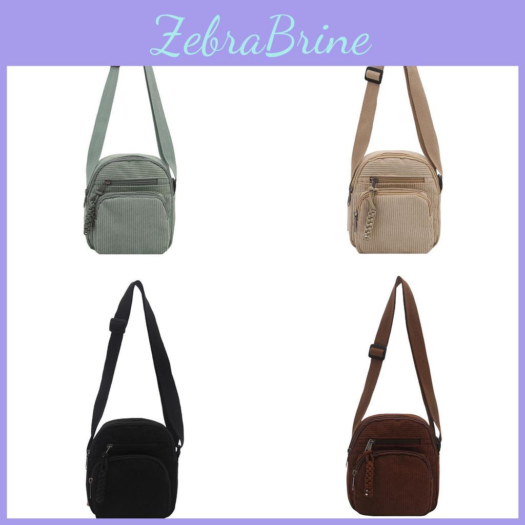 Small Corduroy Crossbody Bag With Zipper Pocket For Daily Use