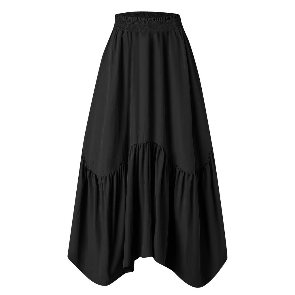Women's Fashionable Retro High Waisted Long Skirt With Pockets