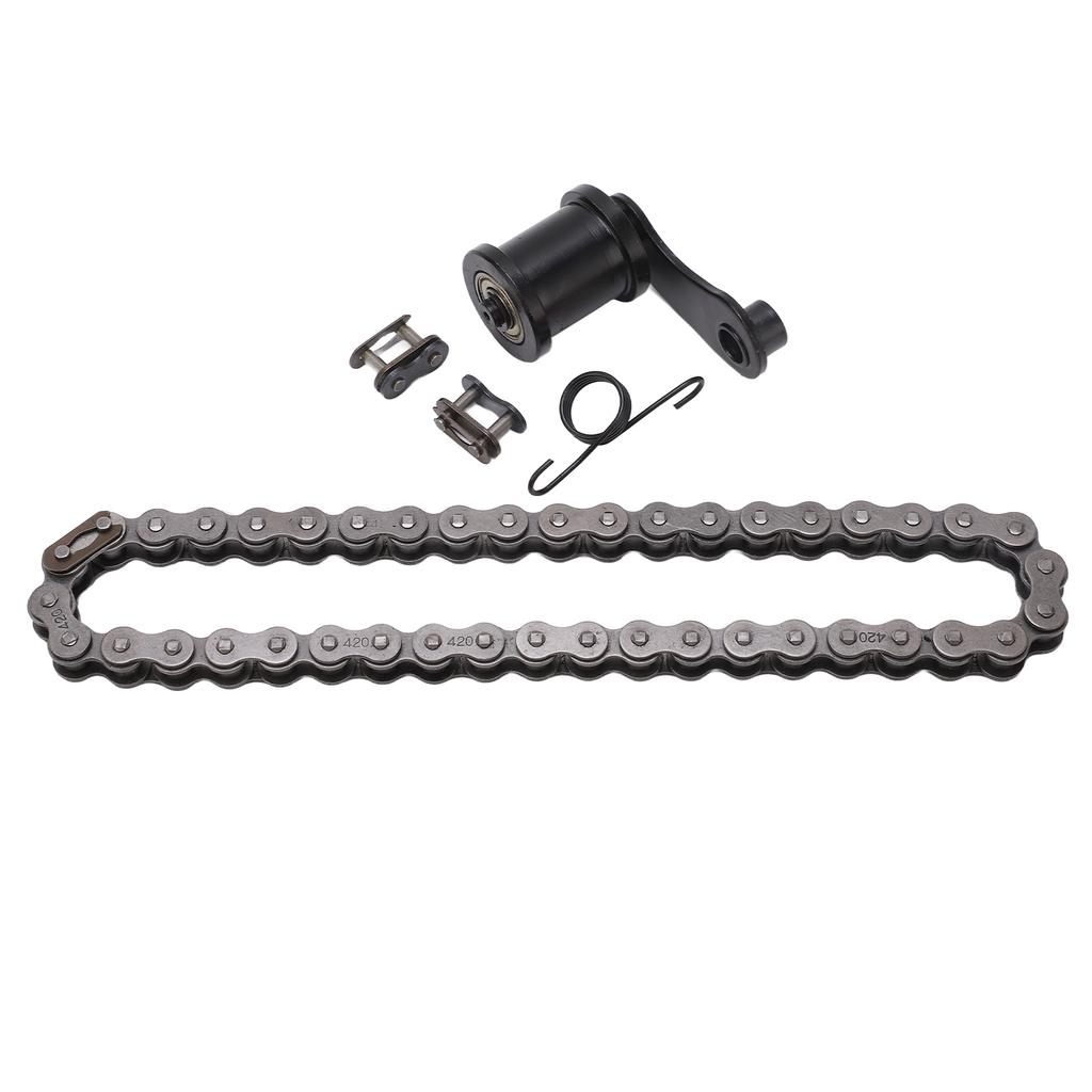 Chain Roller Tensioner 420 Chain 42L Kit Steel Alloy with Master Link for 212cc 196cc 6.5Hp Mini Bike