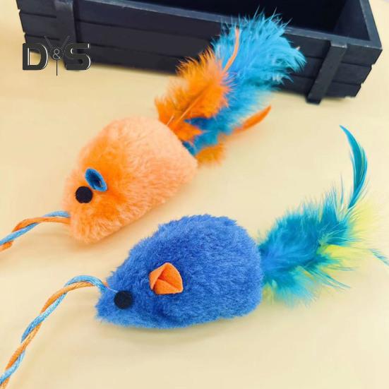 Interactive Cat Mouse Toy with Bells Simulation Plush Mouse Cat Chew Toy Fuzzy Cat Mice Bell Toy for Indoor Cats