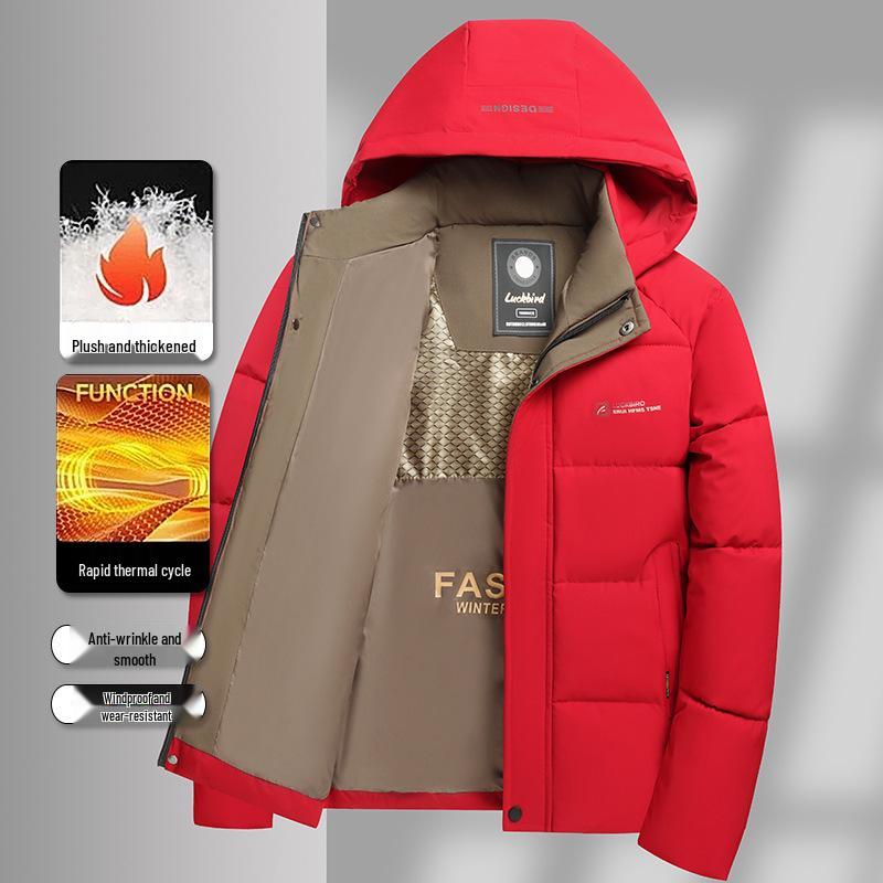 Men's Thick Warm Hooded Cotton Jacket - Winter Casual, Versatile Style