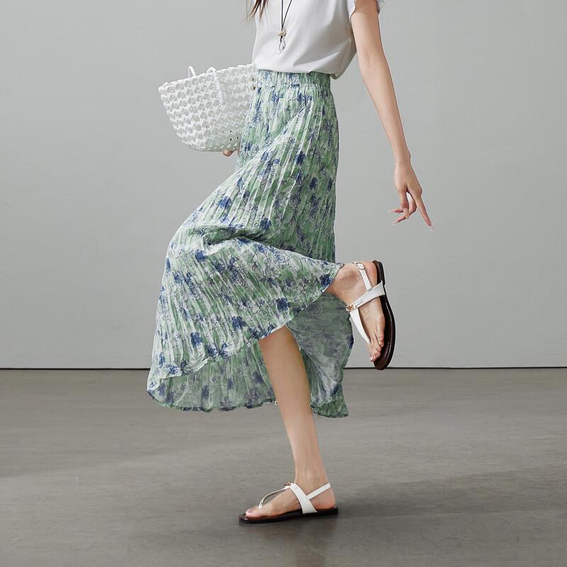 SOFSIL Retro Floral Pleated A-Line Skirt 29/XL