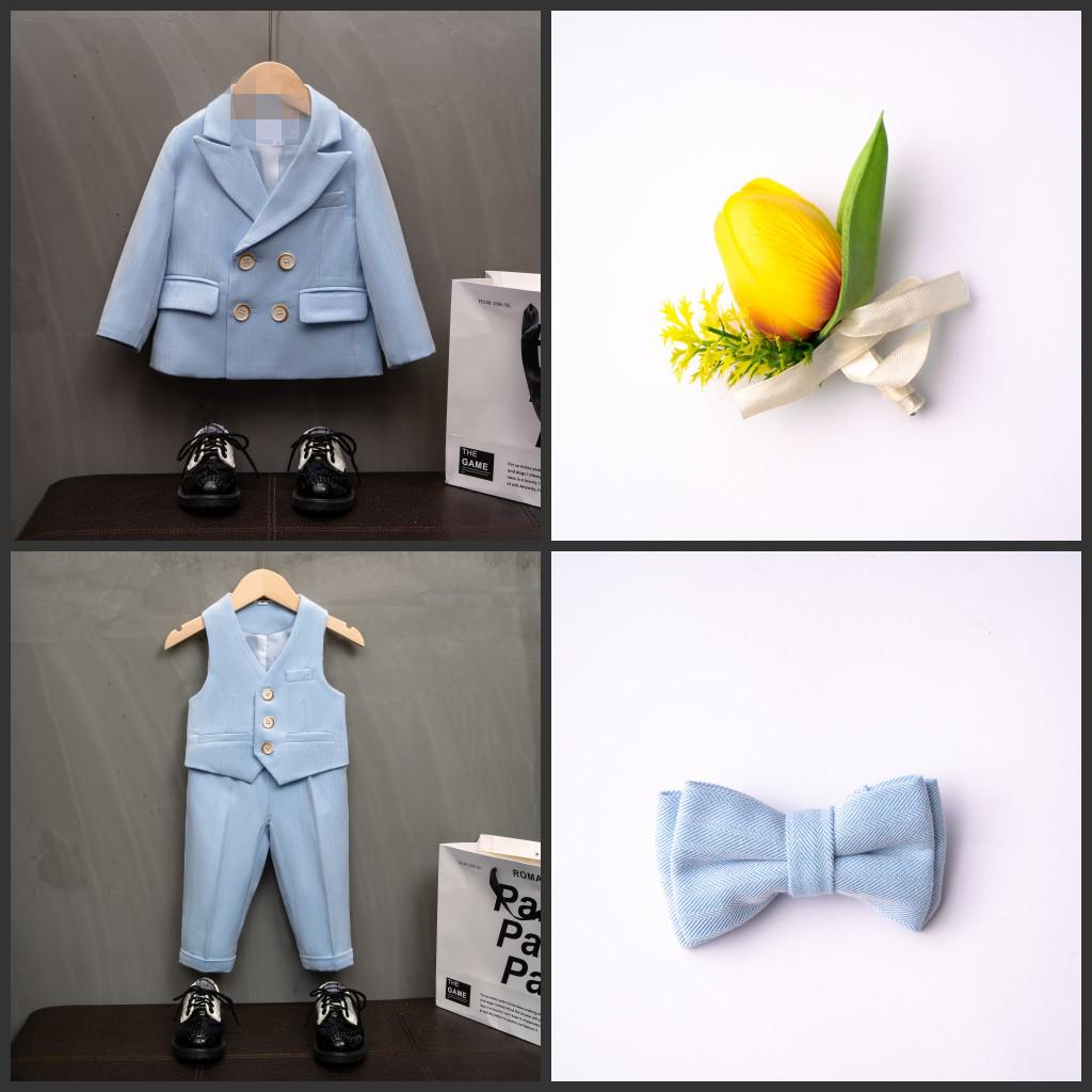 Traje de Florista Estilo Britânico Outono/Inverno para Bebês de 1 Ano - Roupa de Aniversário e Casamento