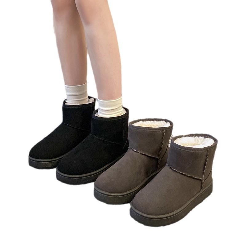 [Spot quick delivery] New fashion snow boots women's thick soles 2025 direct sales thickened velvet waterproof warm cotton shoes