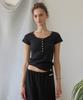 Eopaeleolakaibeu Enter Half Sleeve Button Tee - Black