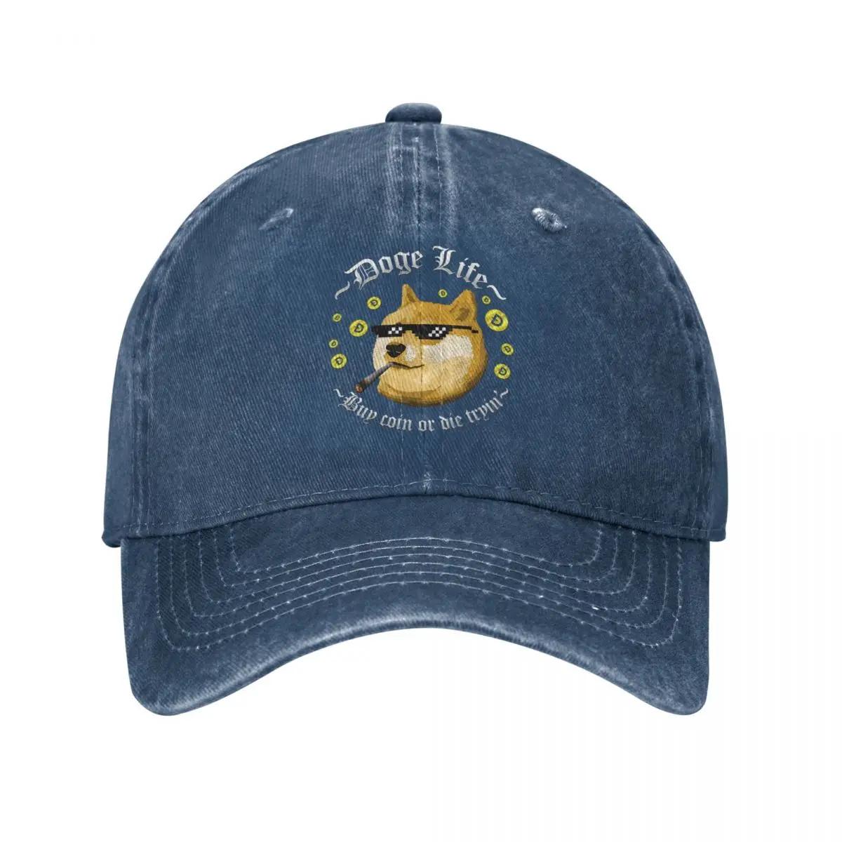 

Doge Life Dogecoin Spring Summer Cap Dad Baseball Cap Classic Bitcoin Crypto Btc Sunhat Denim Sport Casquette