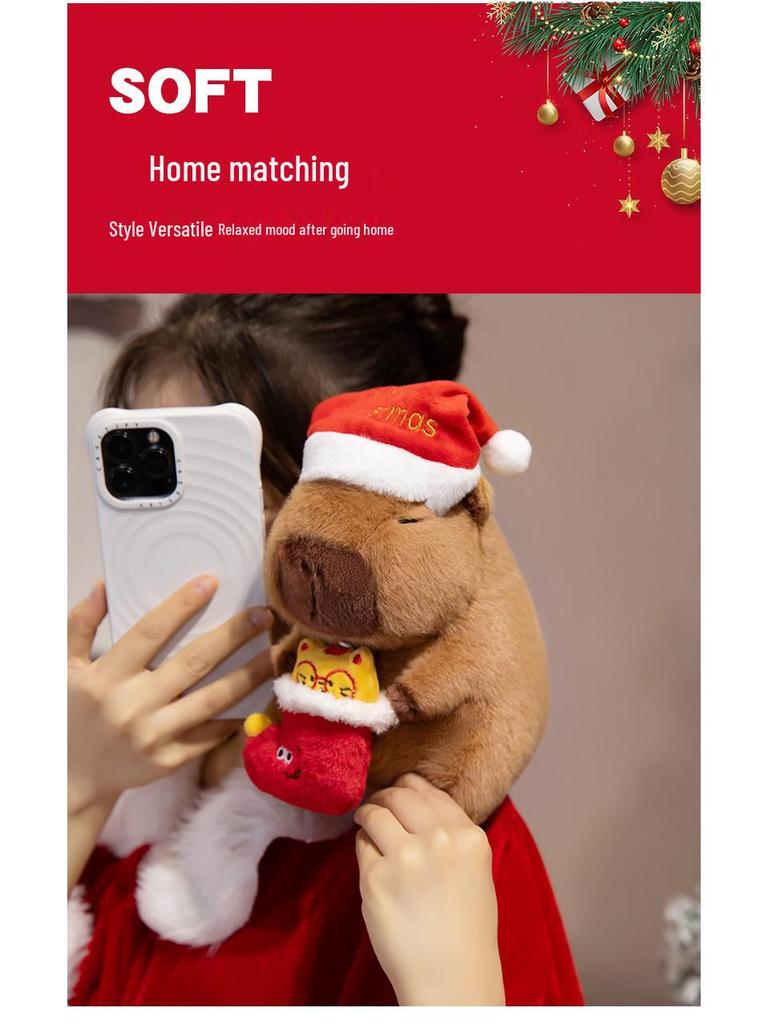 Christmas Capybara Plush Toy: Cute Small Doll & Hug Pillow