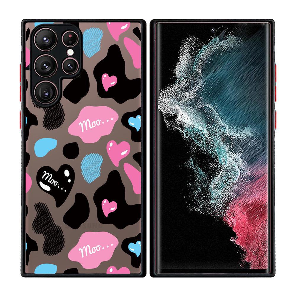 "Capa 2 em 1 para Celular com Estampa de Coração de Leopardo Pintado e Toque de Pele para Samsung S25 Ultra"