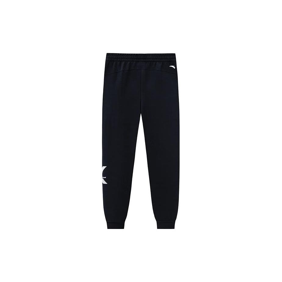 Anta KT Series Color Block Mid Waist Loose Cuff Knit Sports Pants Men Bottoms Basic-Black 152411333-2