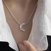 Elegant Silver Crescent Necklace for Women - Light Luxury Niche Clavicle Chain, 2025 Collection.
