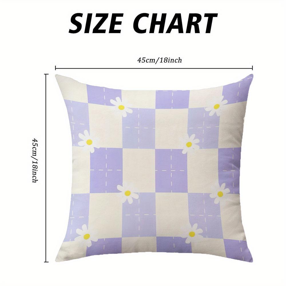 Lavender Daisy Square Jacquard Pillow Cover for Sofa Office Waist Cushion Cover Home Decorative Pillowcase