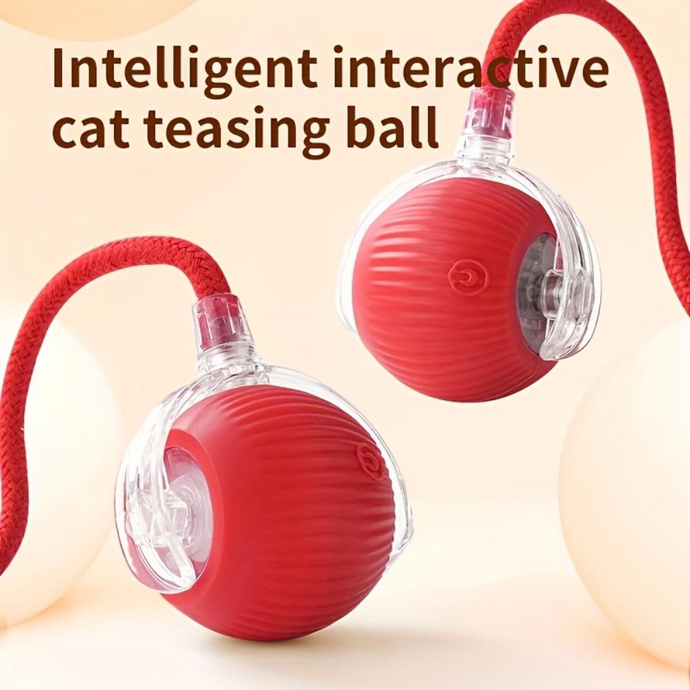 Cat Interactive Ball Toy, Automatic Rolling Ball with Tail, Rechargeable Smart Pet Interactive Toy, Cat Smart Ball