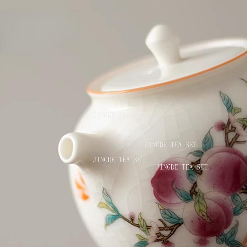 1 Pot 2 Cups Ceramic Ru Kiln Tea Set Peach Large Capacity Teapot Chinese Household Tea Cup Kung Fu Tea Cup Teaset Teaware