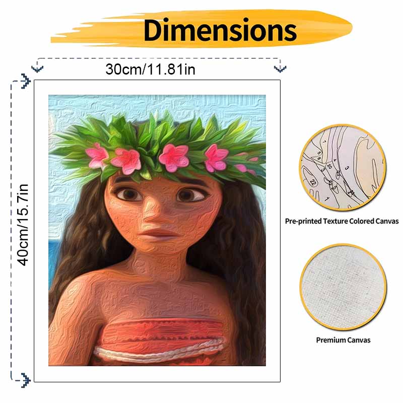 Disney Moana Flower Crown Paint By Number Kit Number Drawing Canvas DIY Picture Home Decor Art Craft Wall Gift Set For Adults Decor