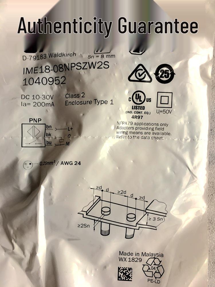 SICK Proximity Switch IME18 Series: Models 08NNSZW2S, 08NPSZW2S, 08NPSZC0S
