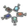 1Pc, Energy Natural Stone Pendant, Bohemian Crystal Lapis Lazuli Agate Opal Blue Turquoise Gemstone Charms for Jewelry Making DIY Necklace Accessories