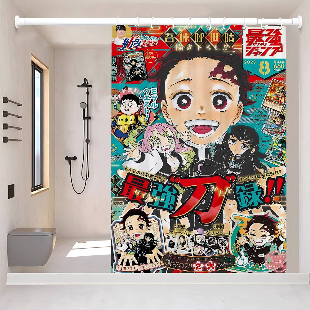 D-Demon Slayer 1pc Shower Curtain Polyester Waterproof Shower Curtain Bathroom Partition Curtain Decoration Accessories
