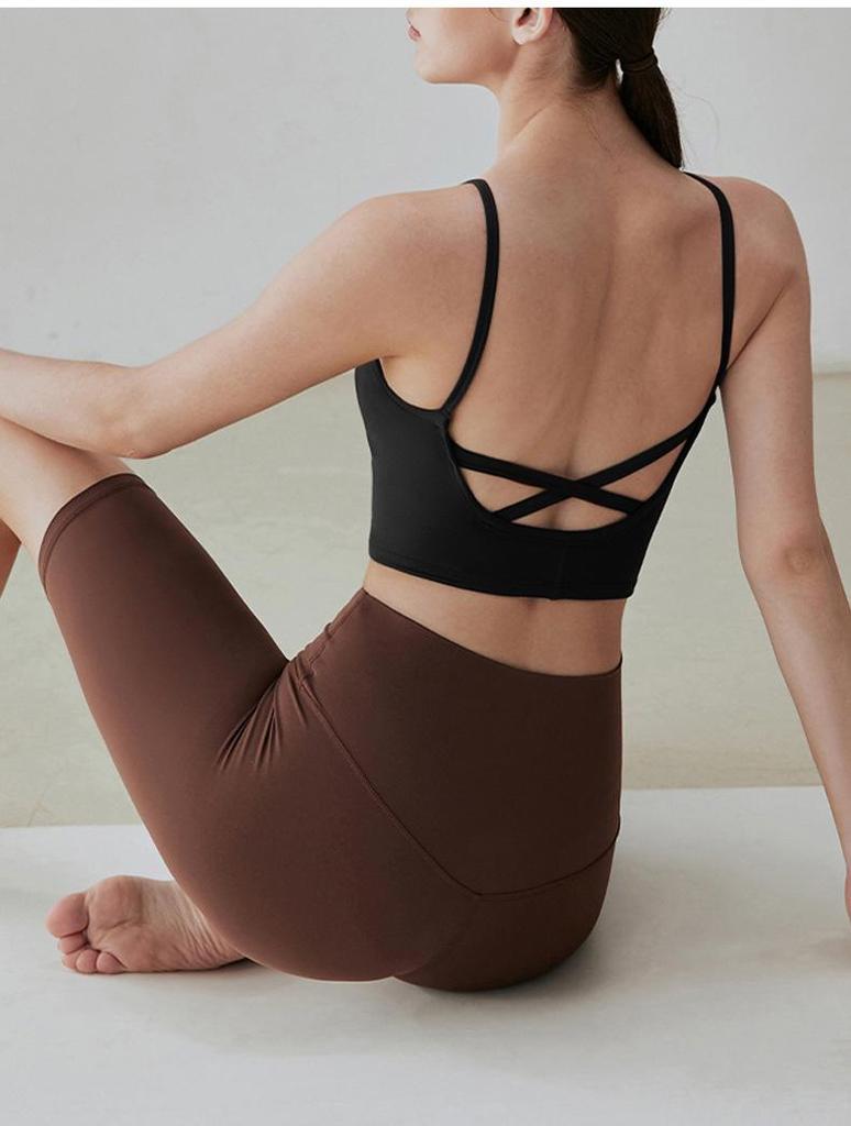 Criss-Cross Back Women's Sports Bra with Chest Pads - Yoga Vest & Fitness Camisole