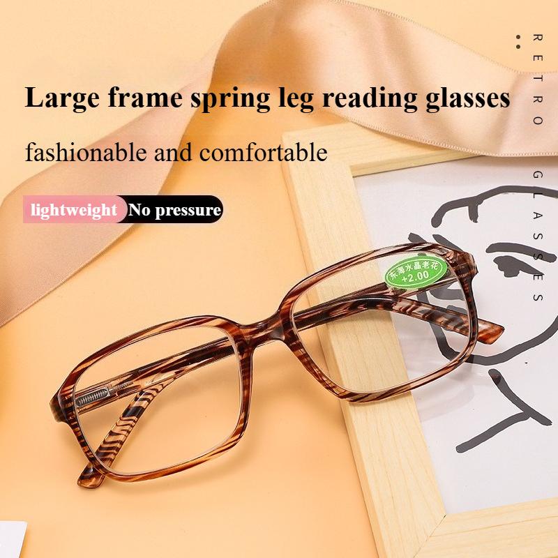 Large Frame Reading Glasses with Spring Legs Comfortable for Men and Women Middle Aged Elderly