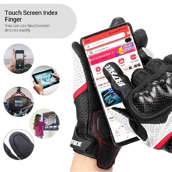 IRONRIDE Summer Motorcycle Riding Gloves Genuine Leather Carbon Fiber Anti Fall Breathable Off Road Racing Protective Gear