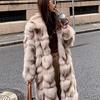 Women's Long Faux Fox Fur Coat - Versatile, Loose, Over-the-Knee, Warm Winter Style