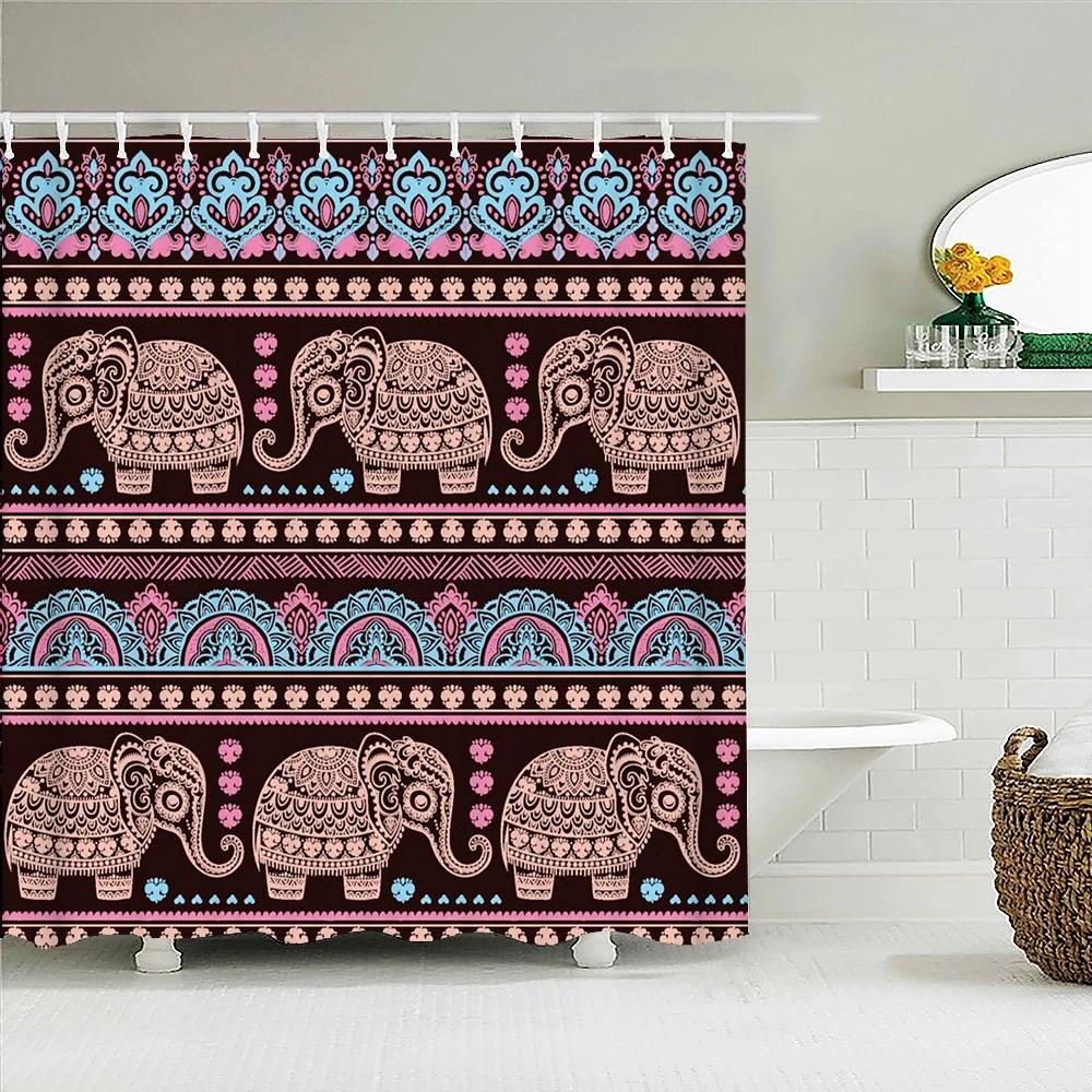 3D Print Bathroom Curtains Indian Mandala Shower Curtains With 12 Hooks Home Decoration Waterproof Fabric Bohemia Bath Screen