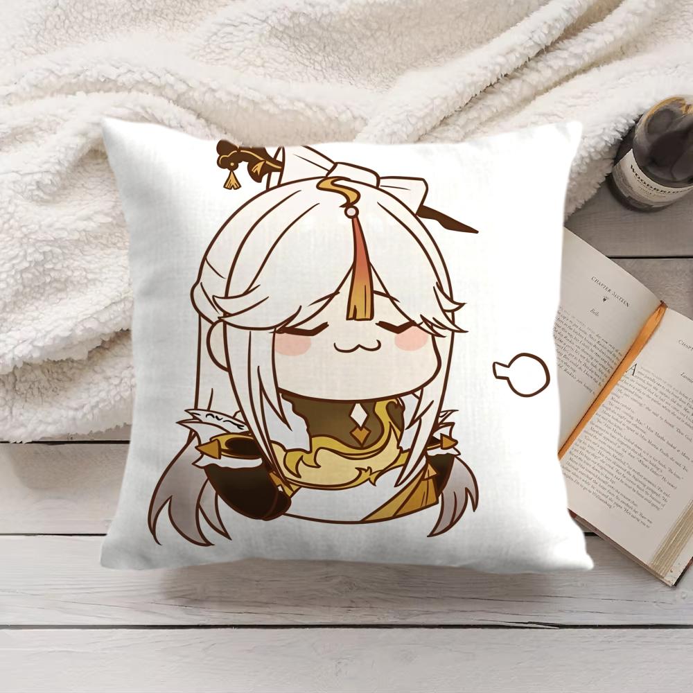 Ningguang Cute Genshin Impact Cushion Cover Silky Short Plush Invisible Zipper Dustproof Sofa Pillow Case For Home Decor