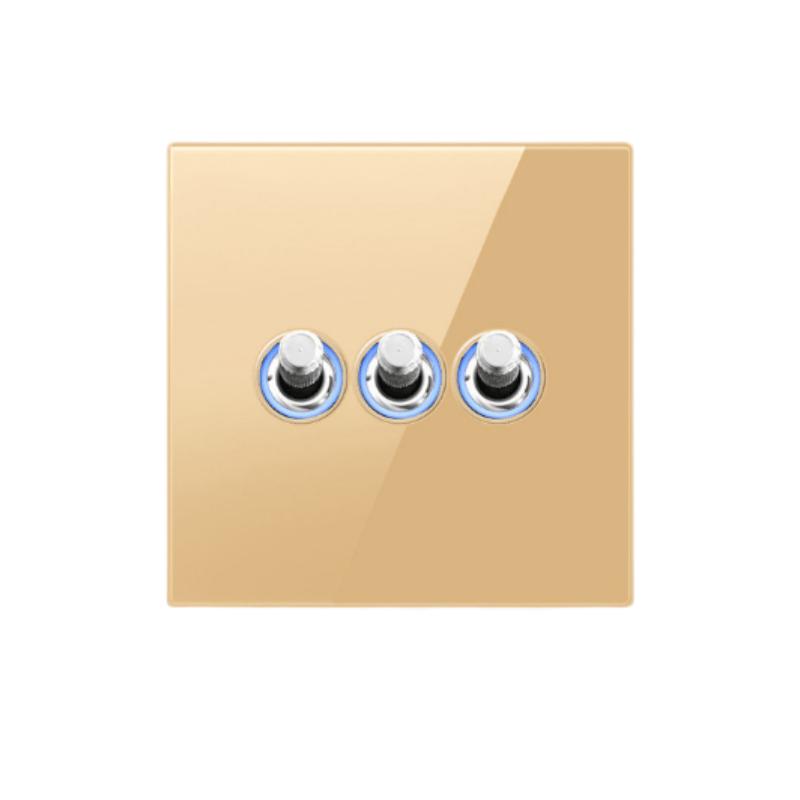 Hvit herdet glass Europeisk Vintage vippebryter for vegglampe, 110-250V 1-polet 2-veis Elektrisk på/av med LED-indikator