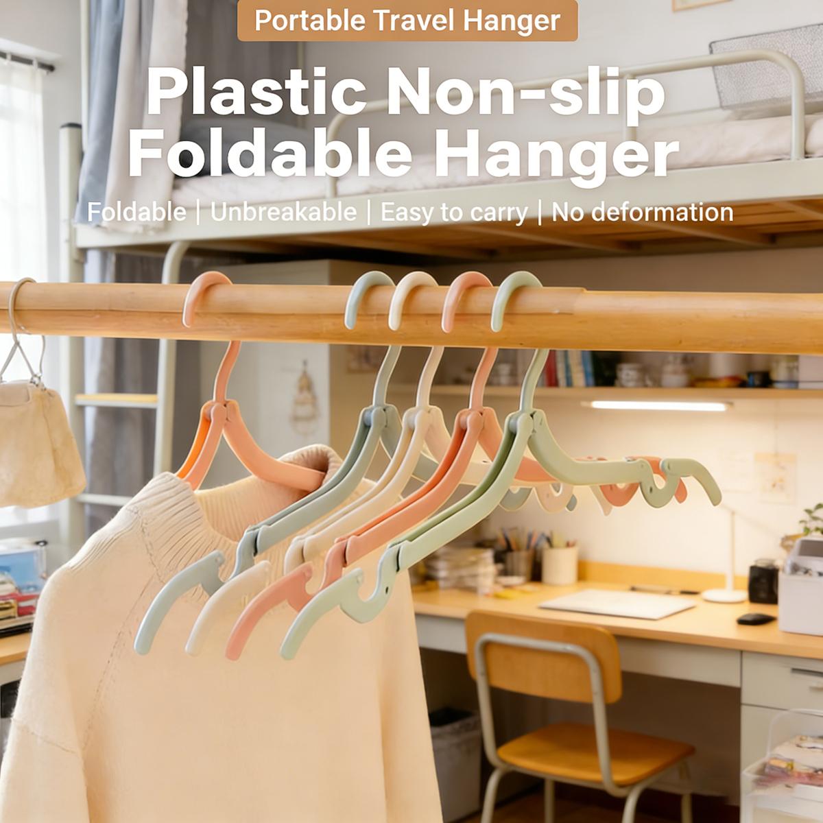 5Pcs Plastic Folding Clothes Hangers Four-Color Portable Travel Hangers Household Multifunctiona Hanger Clothes Drying Racks