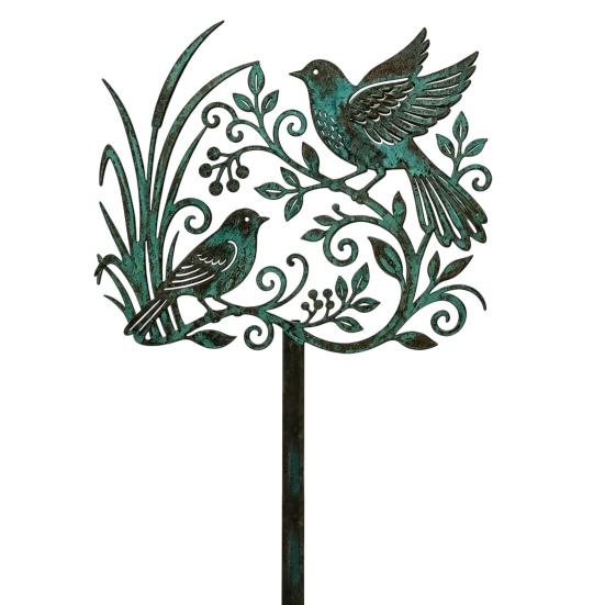 Courtyard Landscape Ornament Metal Bird Garden Stake, Weather Resistant Iron Yard Art Ornament, Decorative Stake Retro Patina Finish Sign for Outdoor