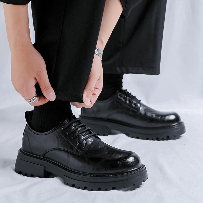 Mens Platform Leather Shoes 2024 Casual Formal Dress Loafers Breathable Soft Flats for Male Non Slip Driving Office Work Shoes