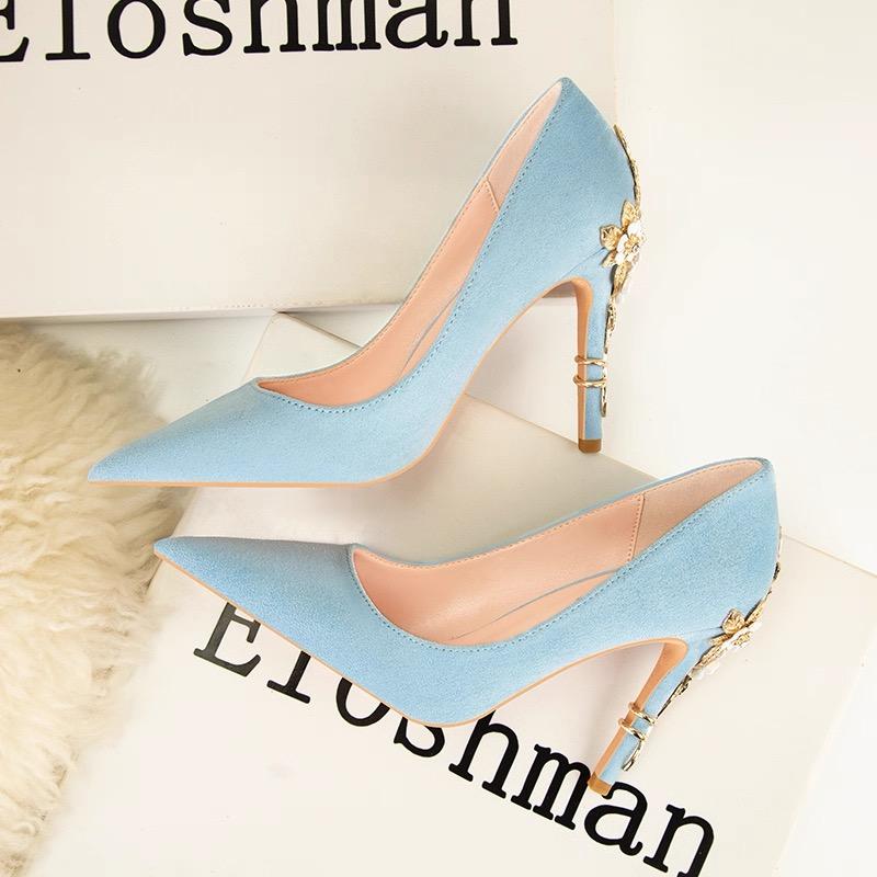 Fashion Women's High Heels Luxury Crystal Bridal Shoes Silk Dress Pumps Sexy Pointe Toe High Heels Fashion Wedding Shoes for Women Pumps