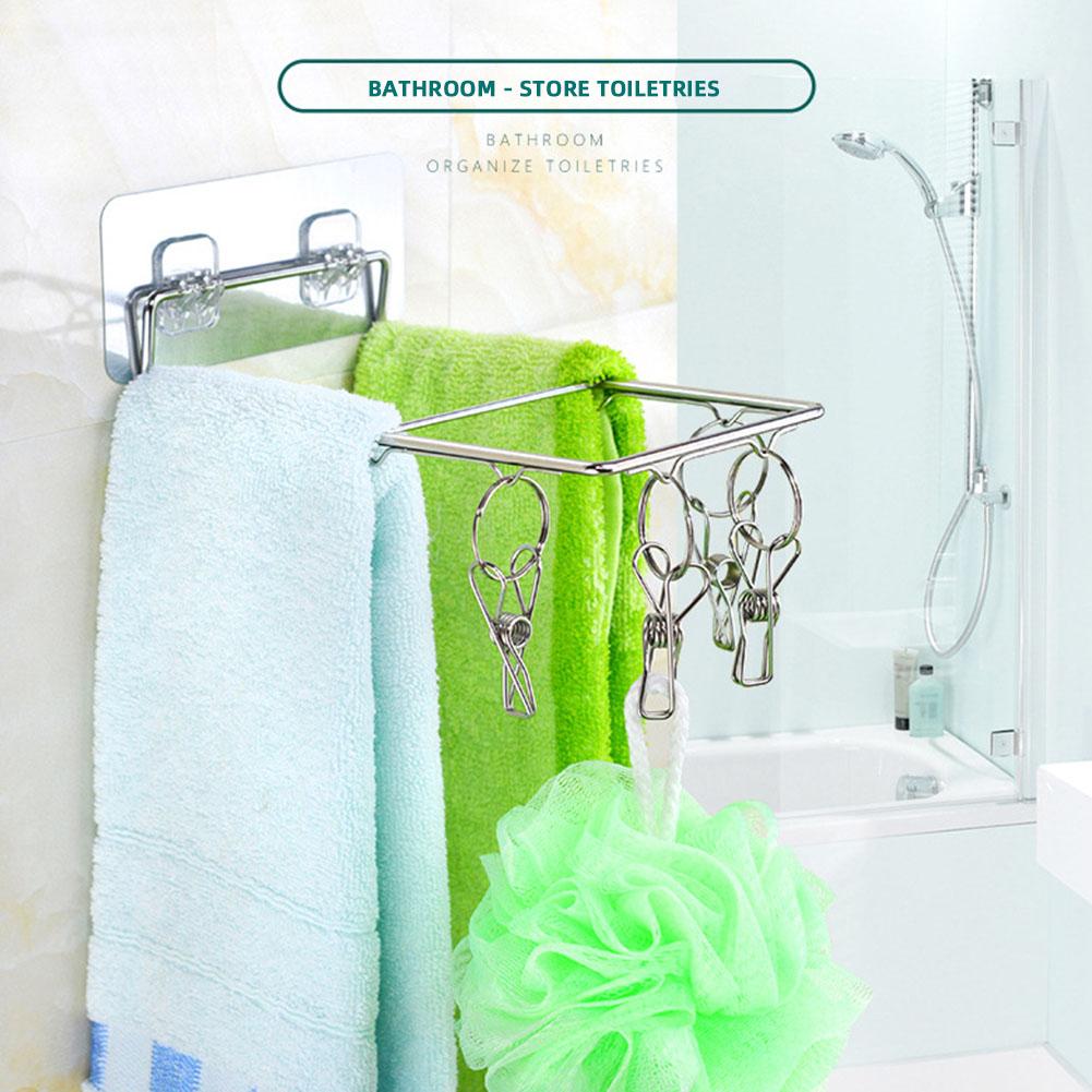Wall-Mounted Drying Rack Detachable Clips For Indoor