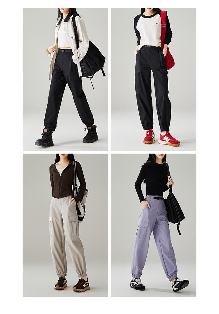 Buckle Woven Sports Casual Pants for Women