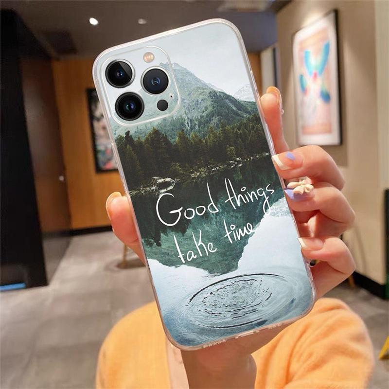 Phone Case For iphone 17 Pro Max Air 16 15 14 13 Pro Max 15 16 Pro 15Plus Travel Mountain Forest Sea Beach quotes