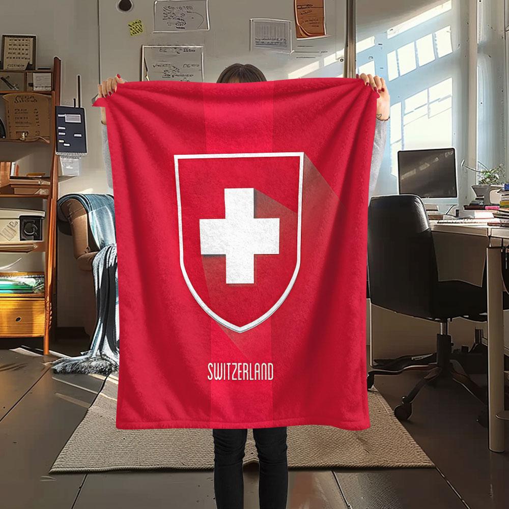 Coperta in Flanella Stampata Nazionale Svizzera, morbida coperta per camera da letto divano, lavabile, merchandising per tifosi di calcio, ottimo regalo.