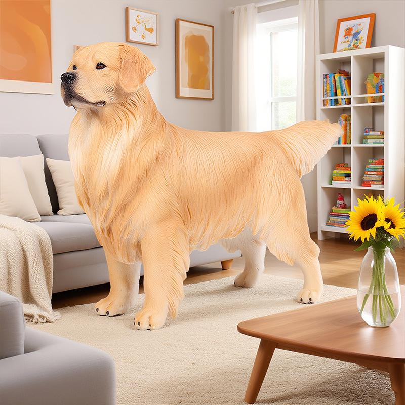 Realistic Large-Size Heart Dog Model: Golden Retriever, Bulldog, Pit Bull for Home or Car Decoration