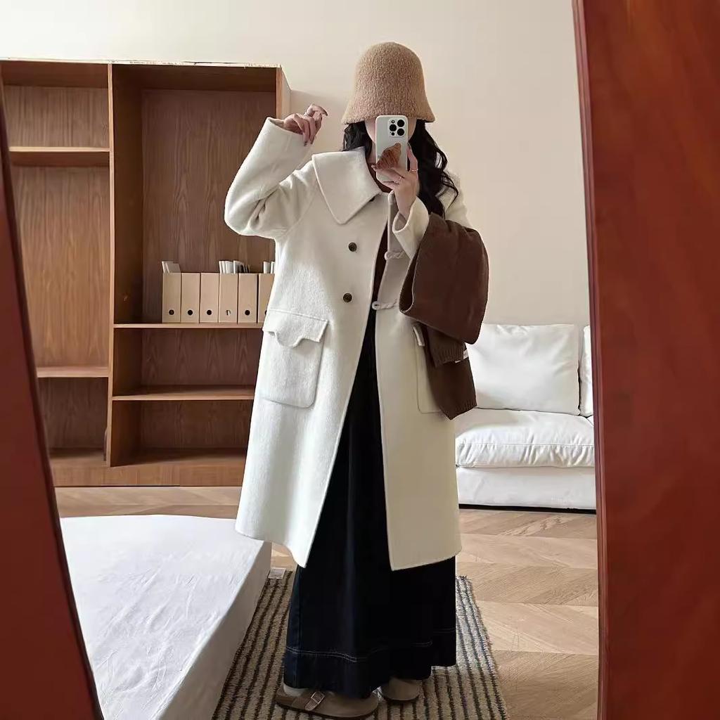Sweet Doll Collar Double-sided Woolen Cashmere Coat Loose and Thin Wool Coat