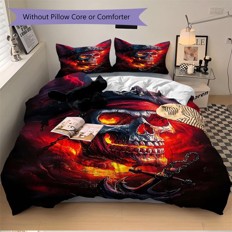 3pcs A Fiery Pirate's Curse Printed Bedding Set, Soft and Comfortable Quilt Cover for Bedroom, Guest Room J002