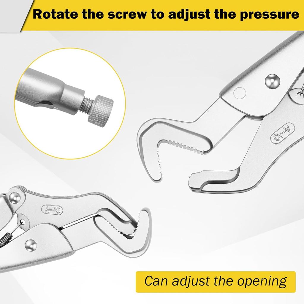 Vice Grips Pliers Set, Curved Jaw Locking Pliers, Adjustable Solid Pipe Clip Repair Welding Pliers, Fast Release Needle Nose Vice Grips, C-clamp Ice