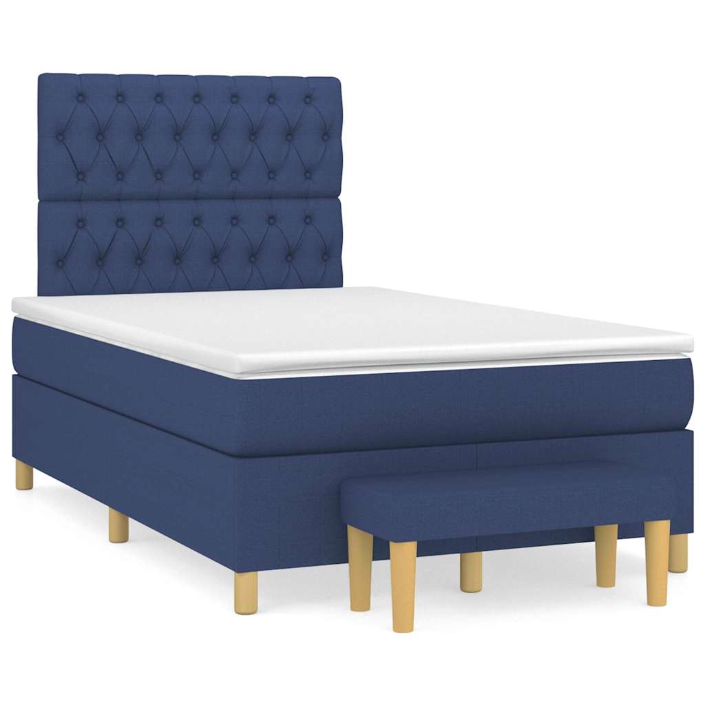 Box Spring Bed with Mattress Blue 120 x 190 cm Fabric
